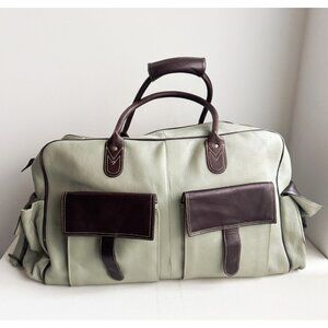 Latico Grey Brown Leather Men's Duffel Travel Bag